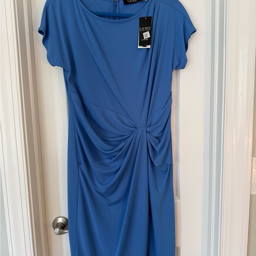 Ralph Lauren Blue Ruched Sheath Dress